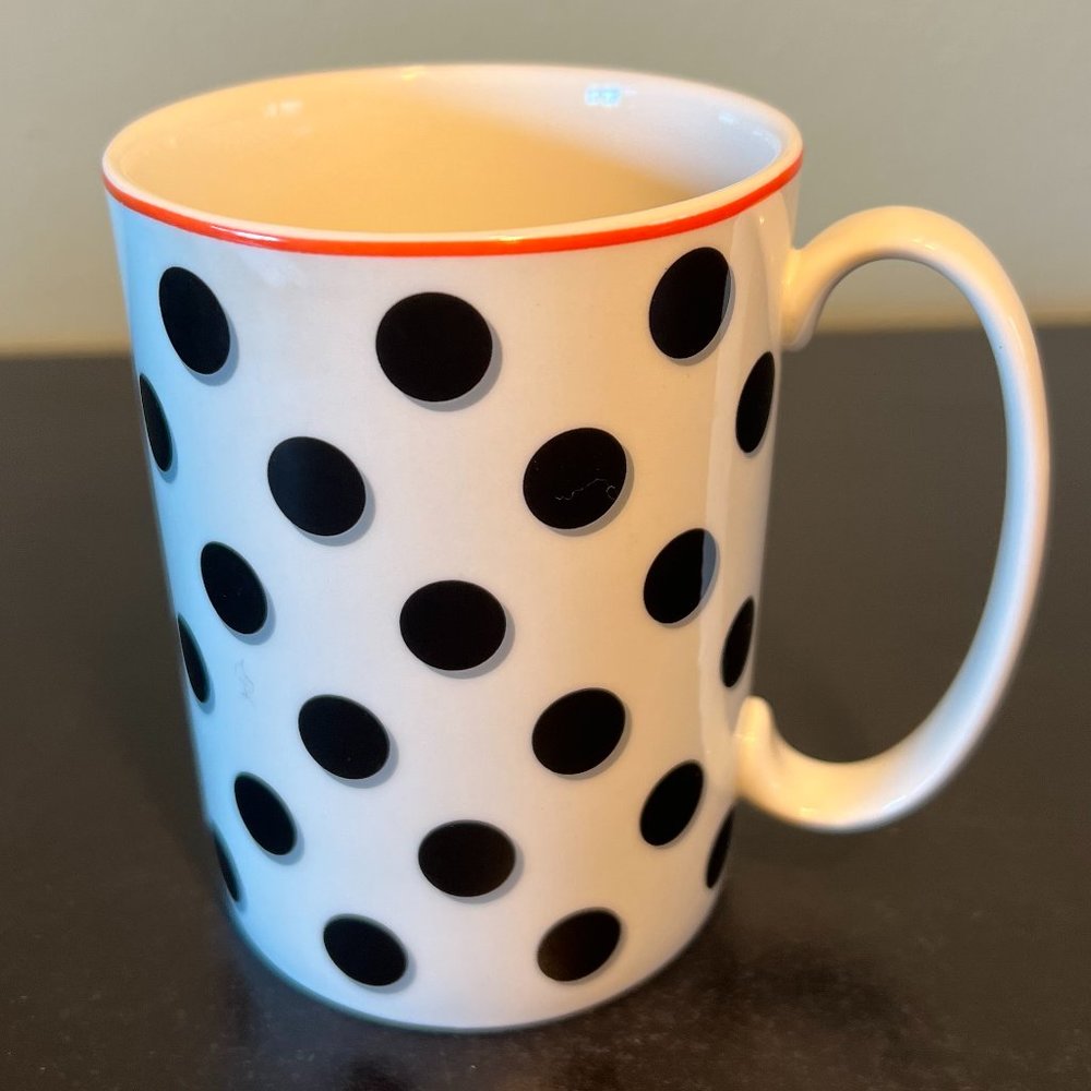 kate spade New York Lenox THINGS WE LOVE Black Polka Dot White Porcelain Mug Cup